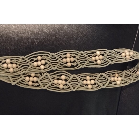 Vintage Braided Macrame Woven Rope Belt Size S Fringe Boho Hippie Art - Picture 3 of 9